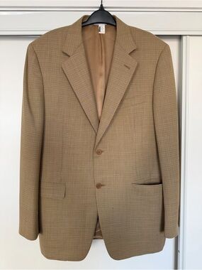 Canali Suit Jacket Sport Coat Blazer Tan Beige 40/50R 100% Wool 120s Harry Rosen